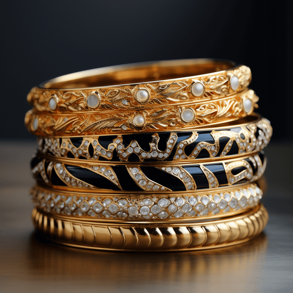 Different Types of Bangles Gold Silver Black