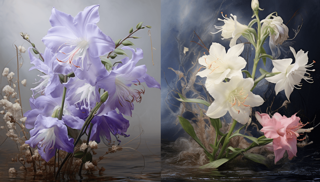 Larkspur and Water Lily