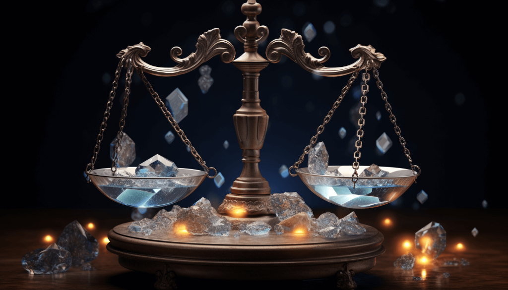 Libra Zodiac with Crystals and Ore
