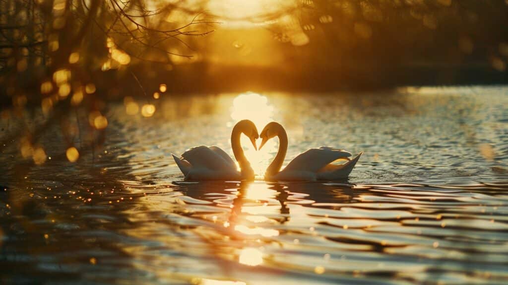 swan-heart-sunset-romance